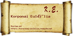 Korponai Eulália névjegykártya